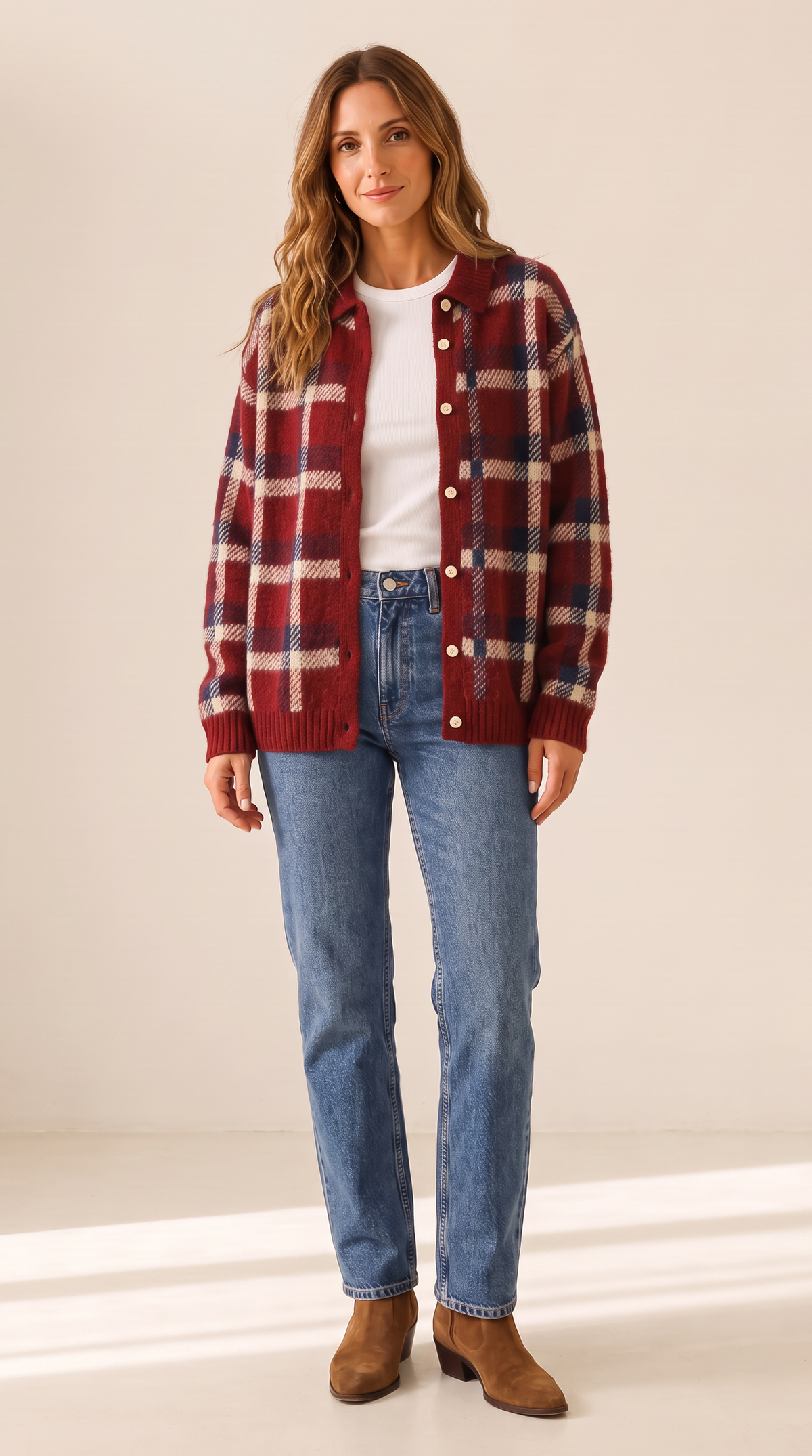 The Oversized Check Cardigan
