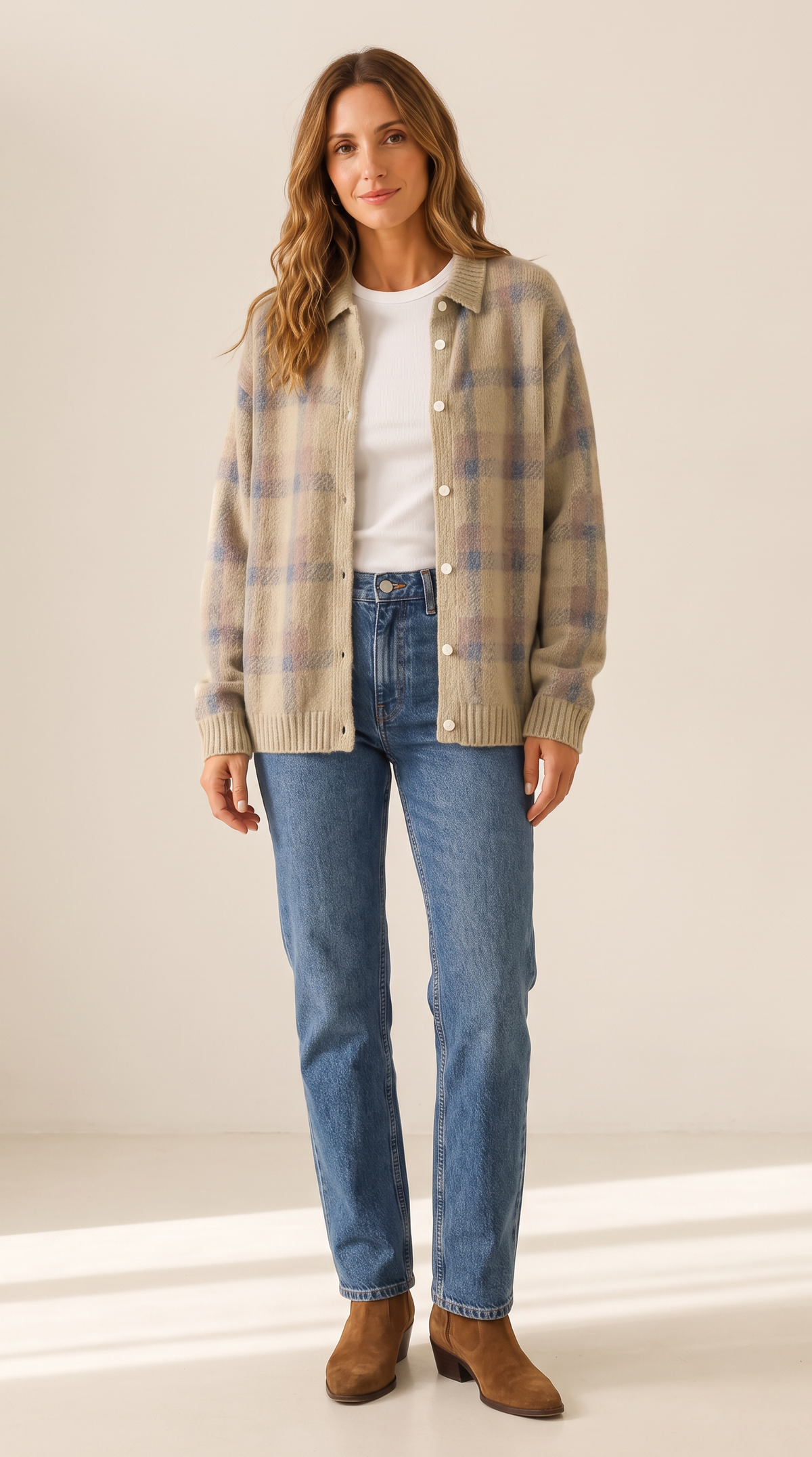 The Oversized Check Cardigan