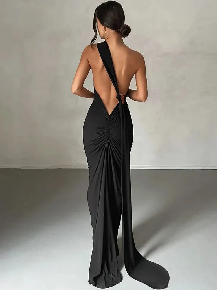 The Cascade Open-Back Gown