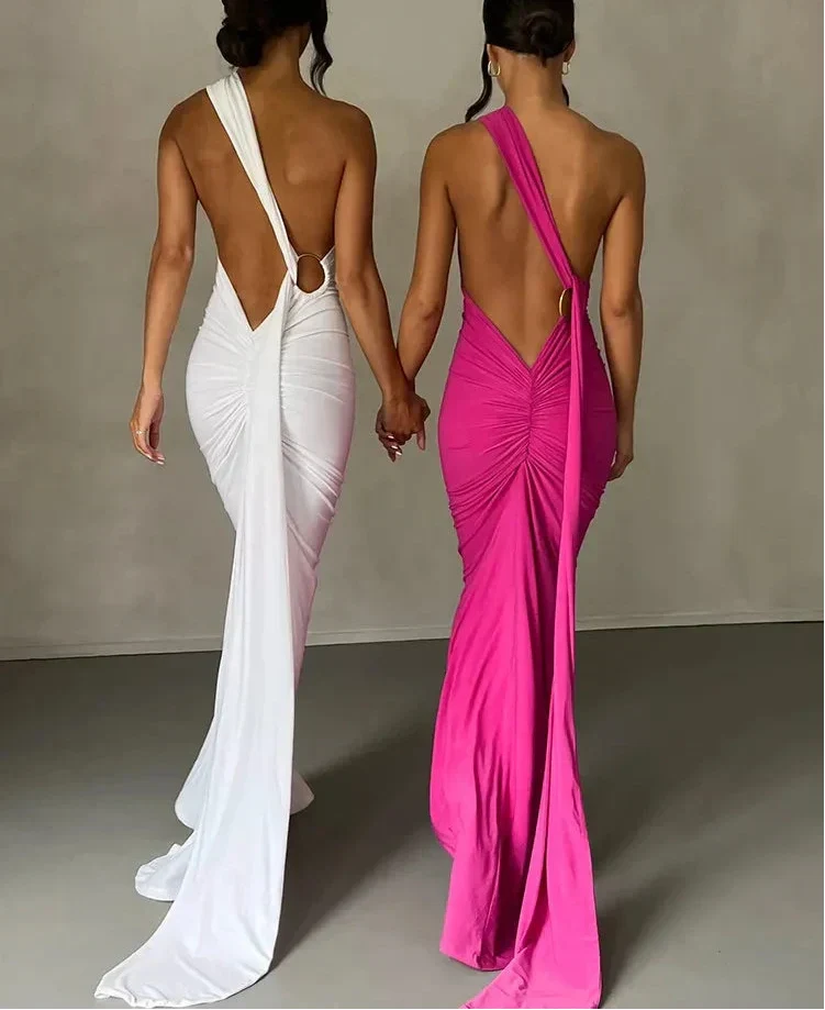 The Cascade Open-Back Gown