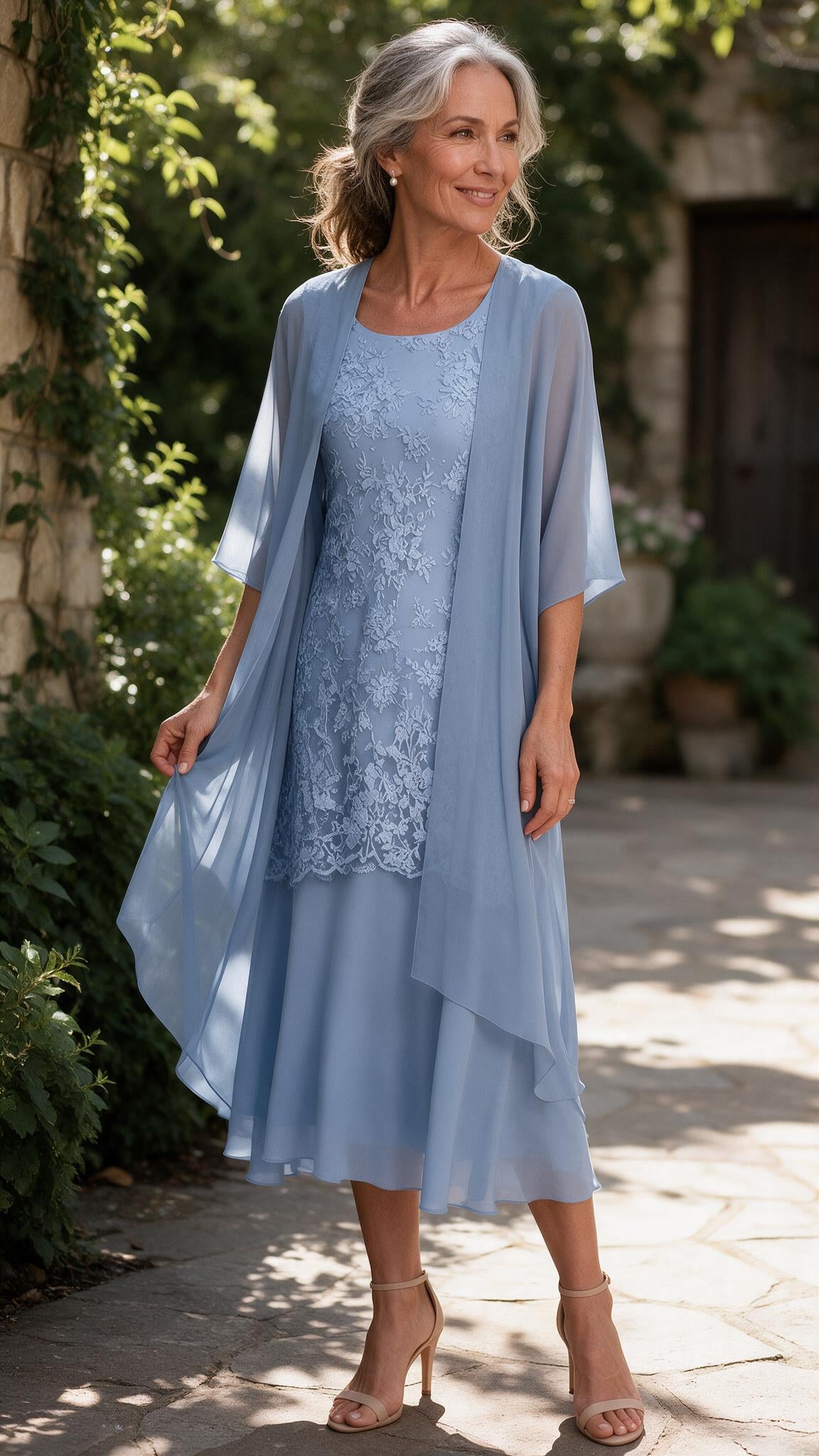 The Margot Chiffon Two-Piece in Powder Blue