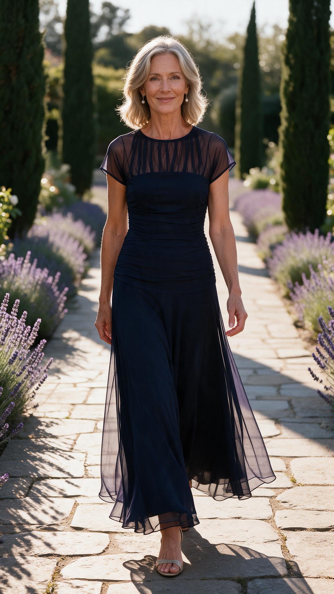 The Evelyn Chiffon Gown in Navy