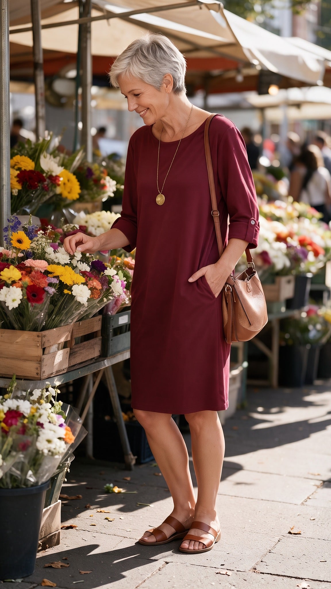 The Everyday Pocket Dress in Wine