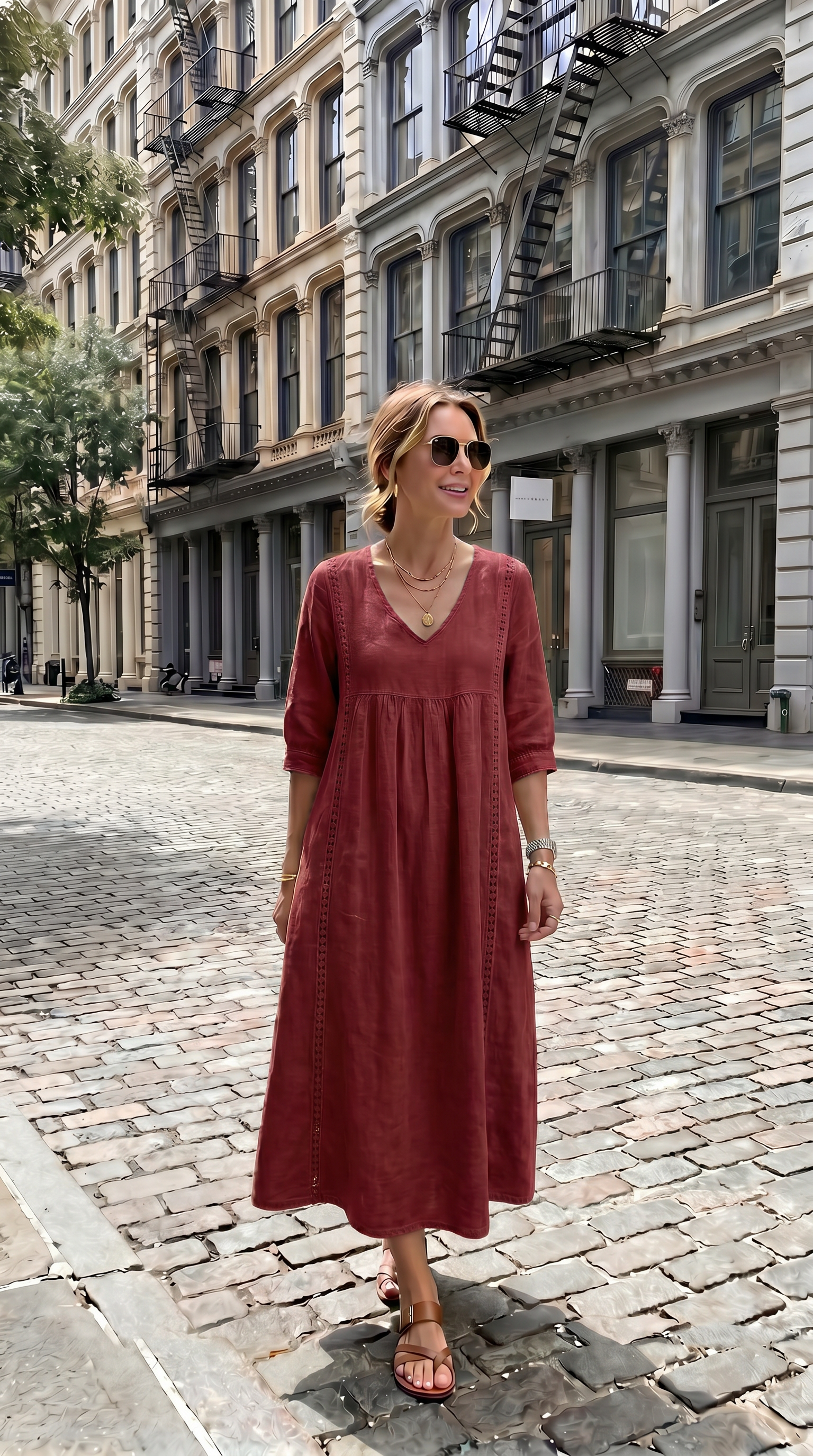 The Lace Trim Midi Dress