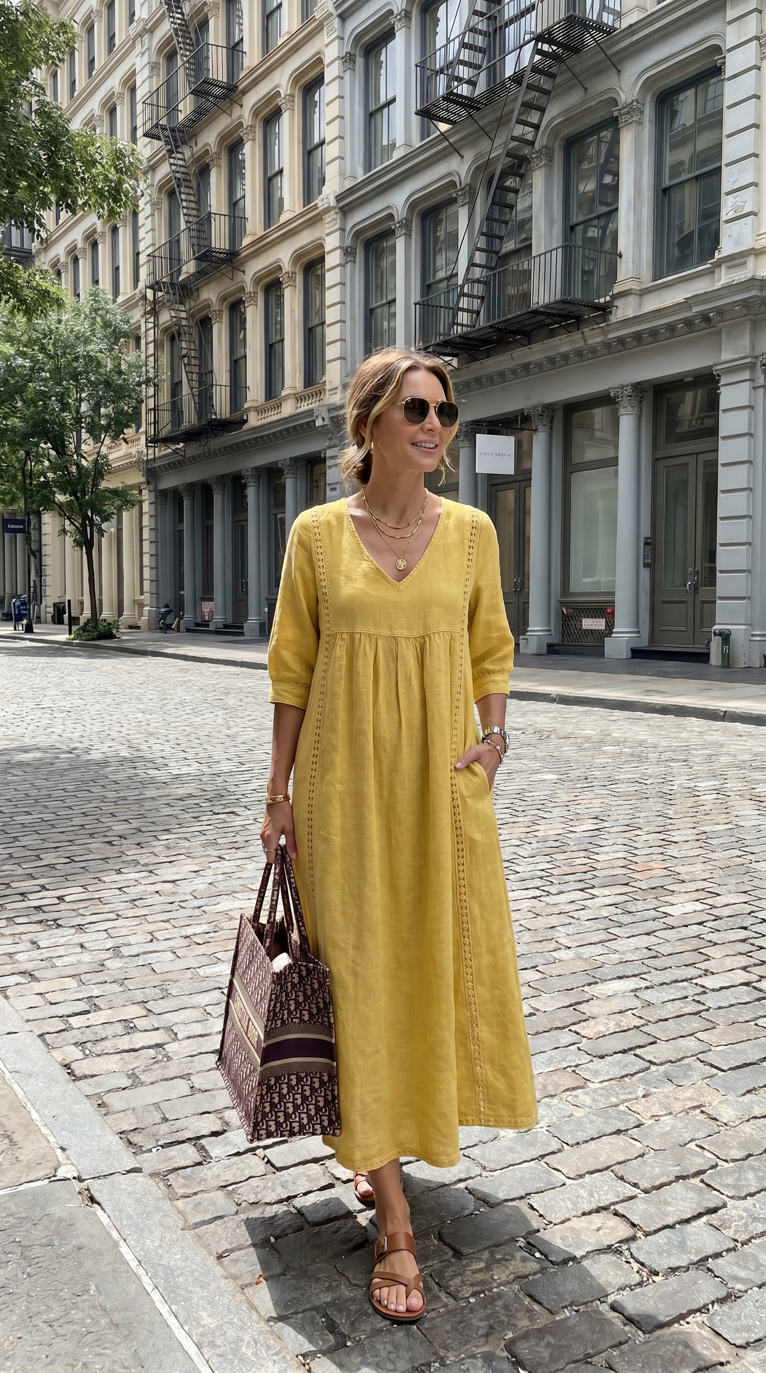 The Lace Trim Midi Dress