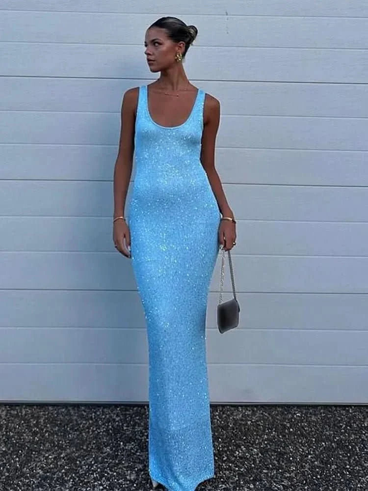 The Azzurra Sequin Maxi Dress