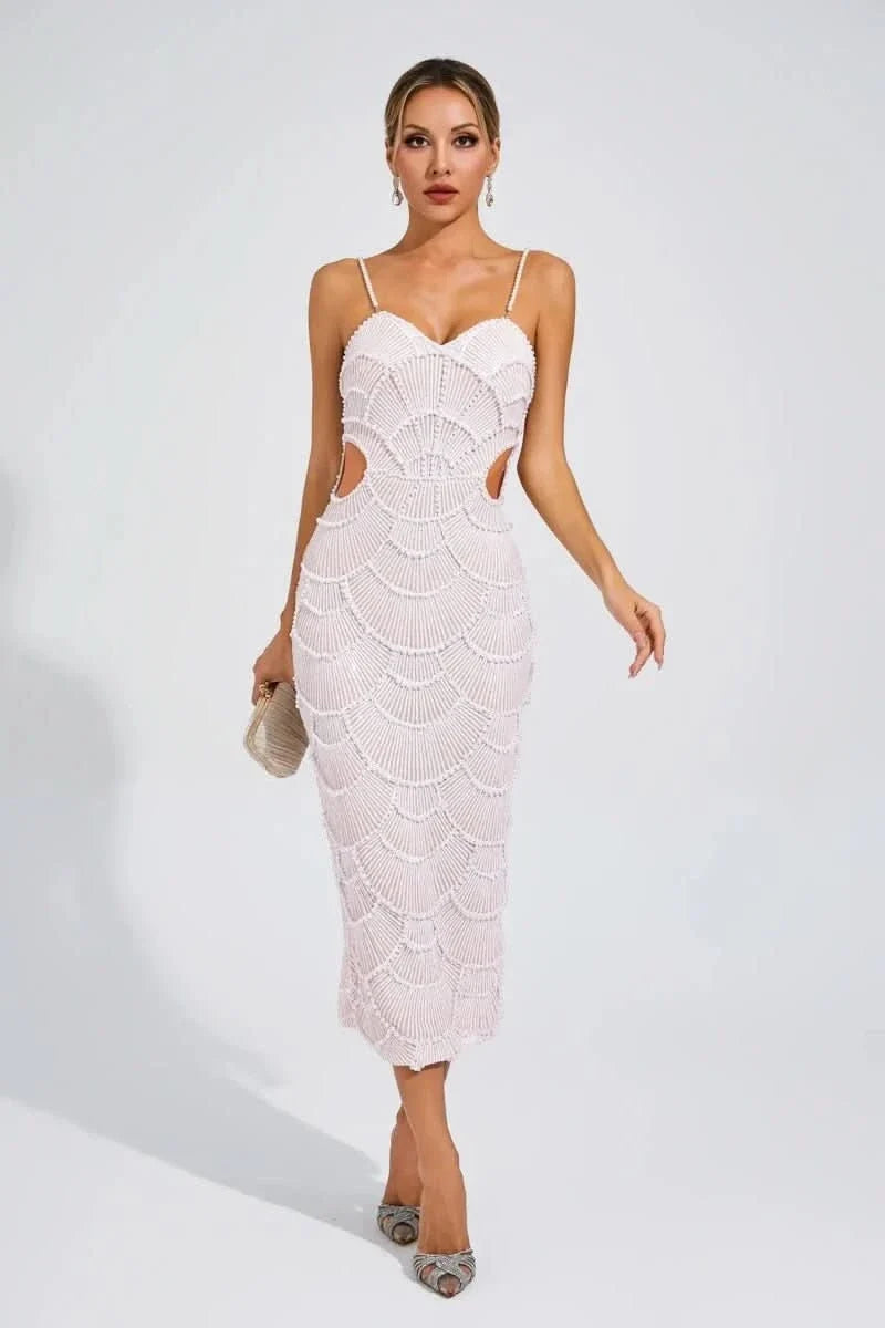 The Coquille Beaded Midi Dress