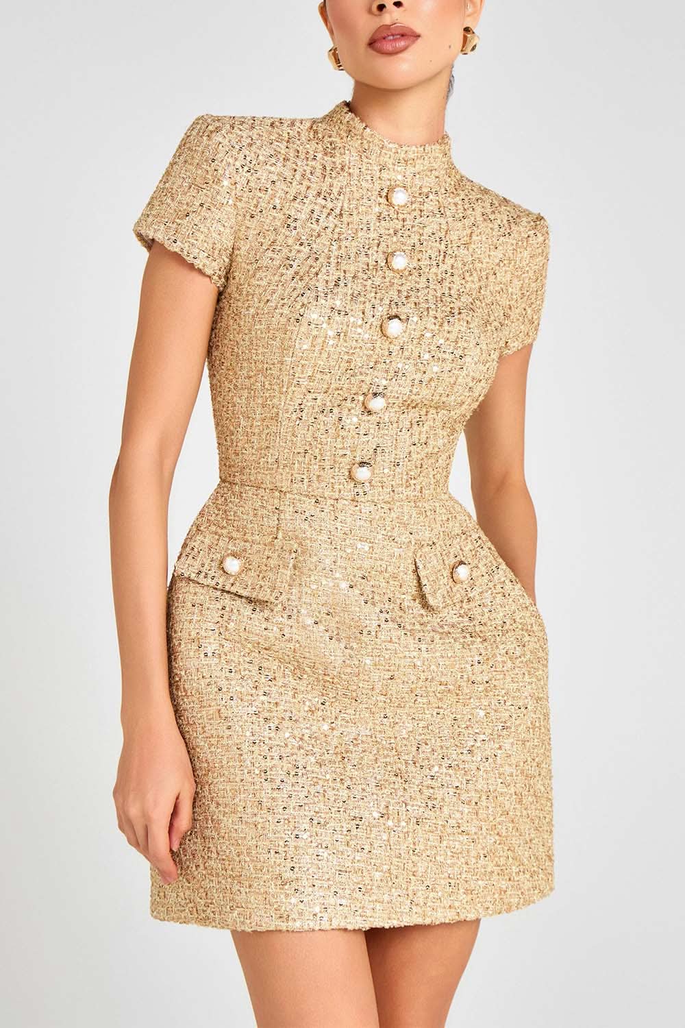 The Golden Bouclé Dress