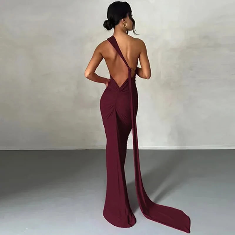 The Cascade Open-Back Gown