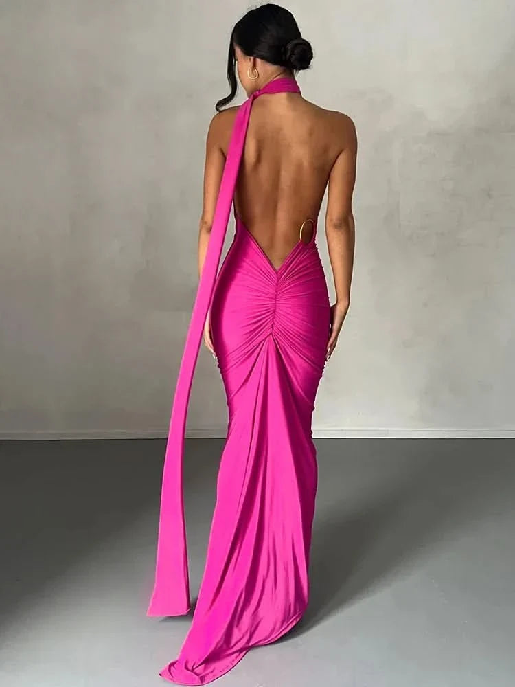 The Cascade Open-Back Gown