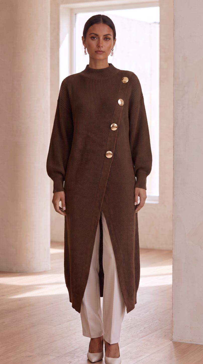 The Asymmetric Button Sweater