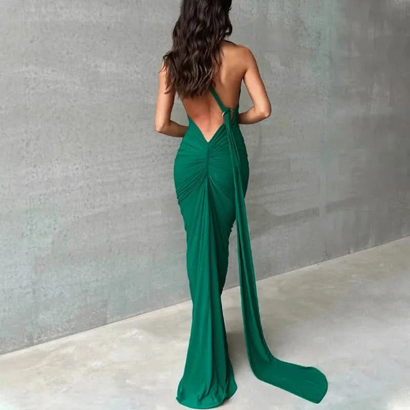 The Cascade Open-Back Gown
