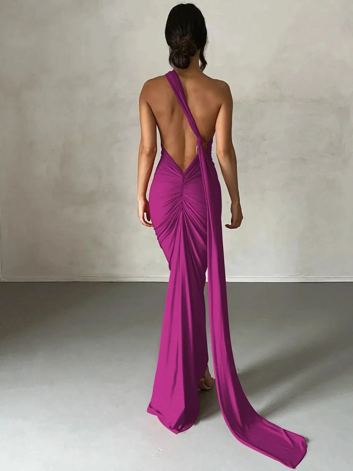 The Cascade Open-Back Gown