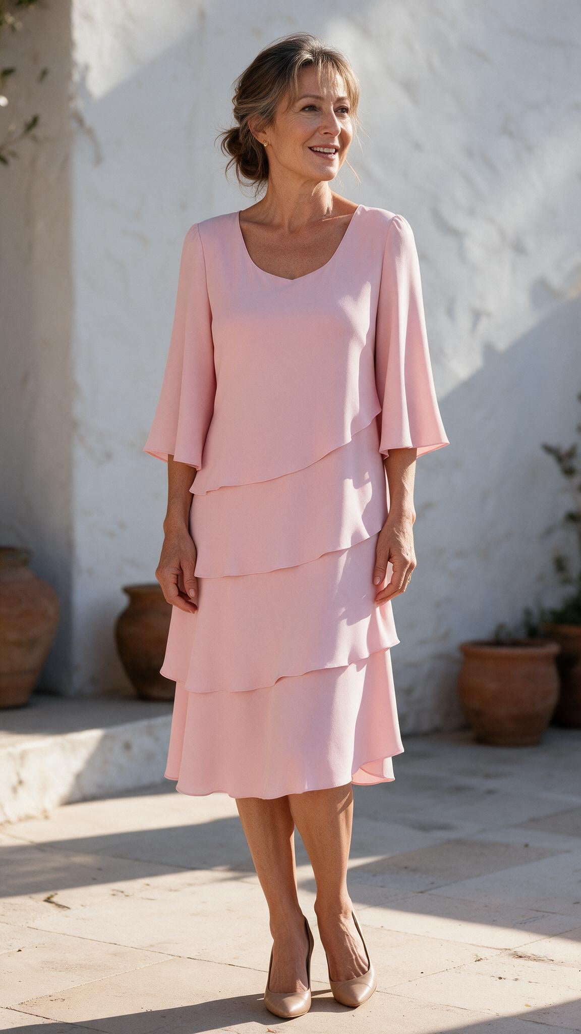 The Juliet Tiered Dress in Pink