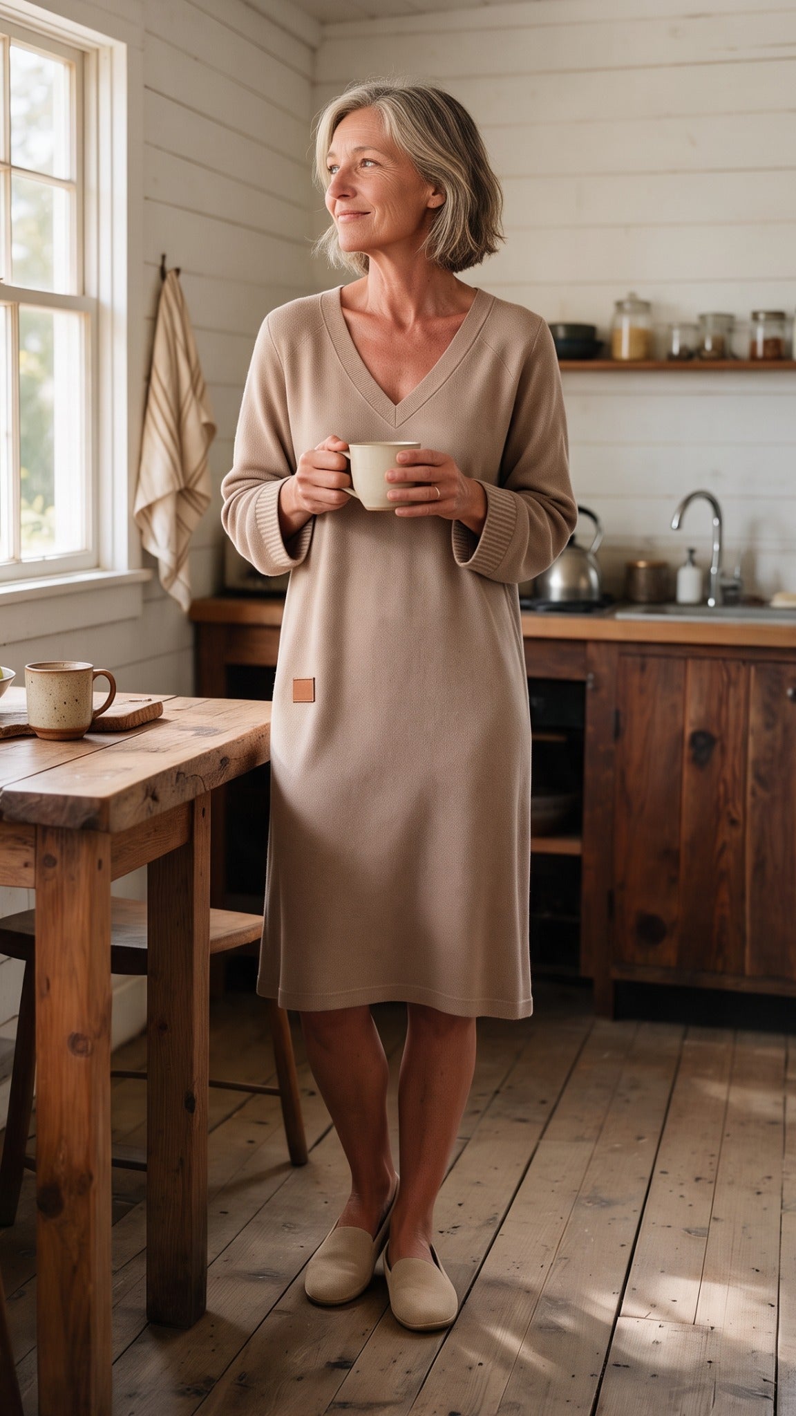 The Hearthside Knit Dress in Taupe