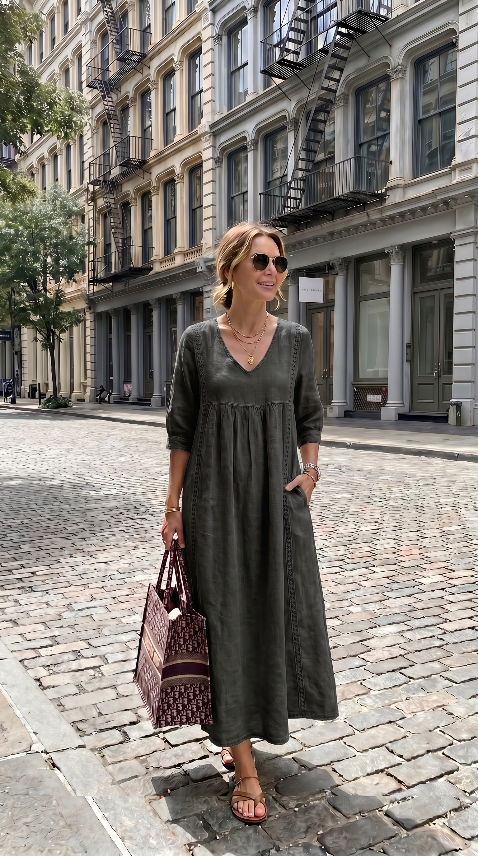 The Lace Trim Midi Dress