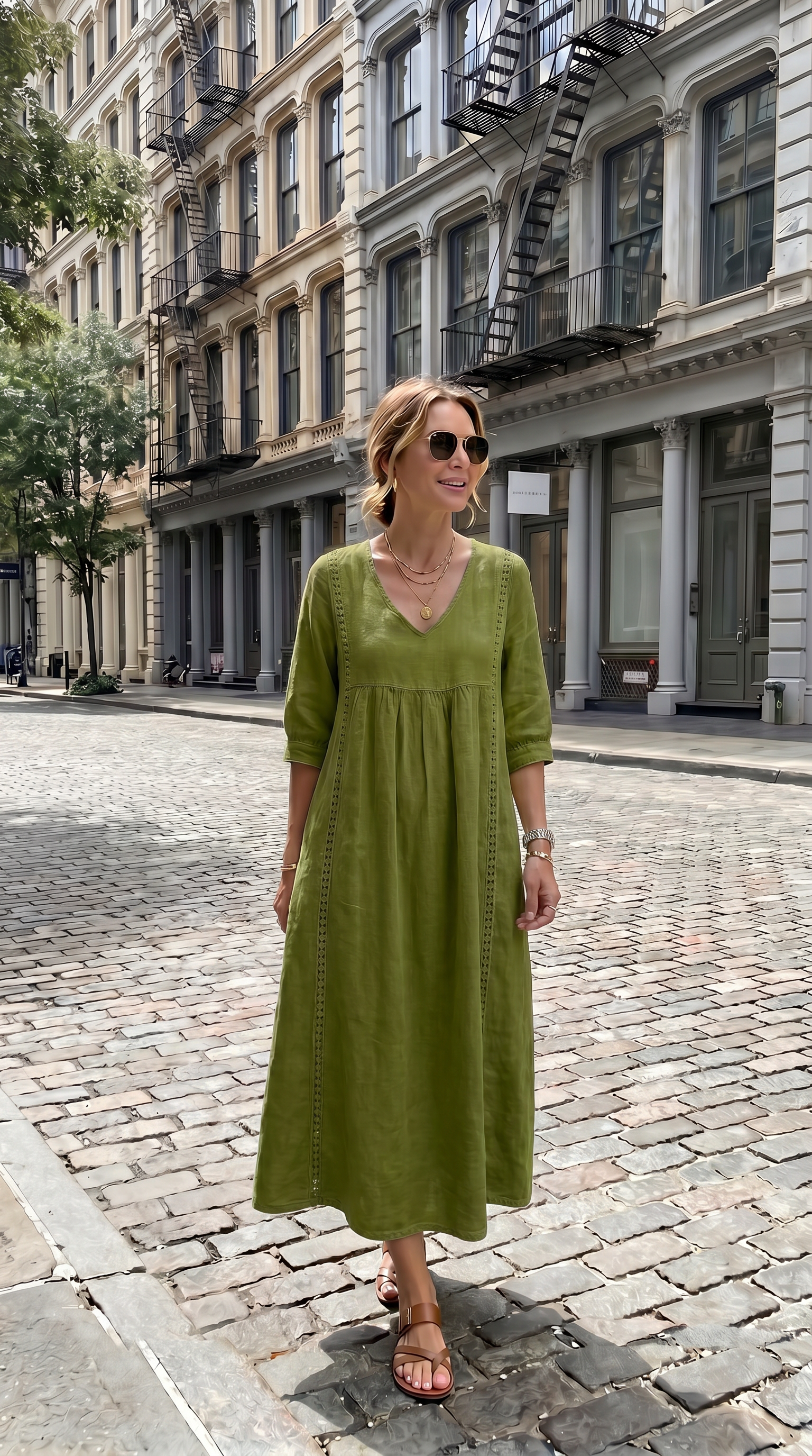 The Lace Trim Midi Dress
