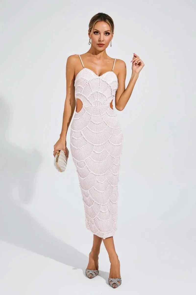 The Coquille Beaded Midi Dress