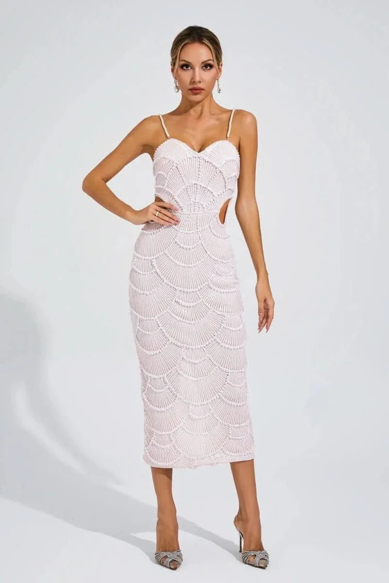 The Coquille Beaded Midi Dress