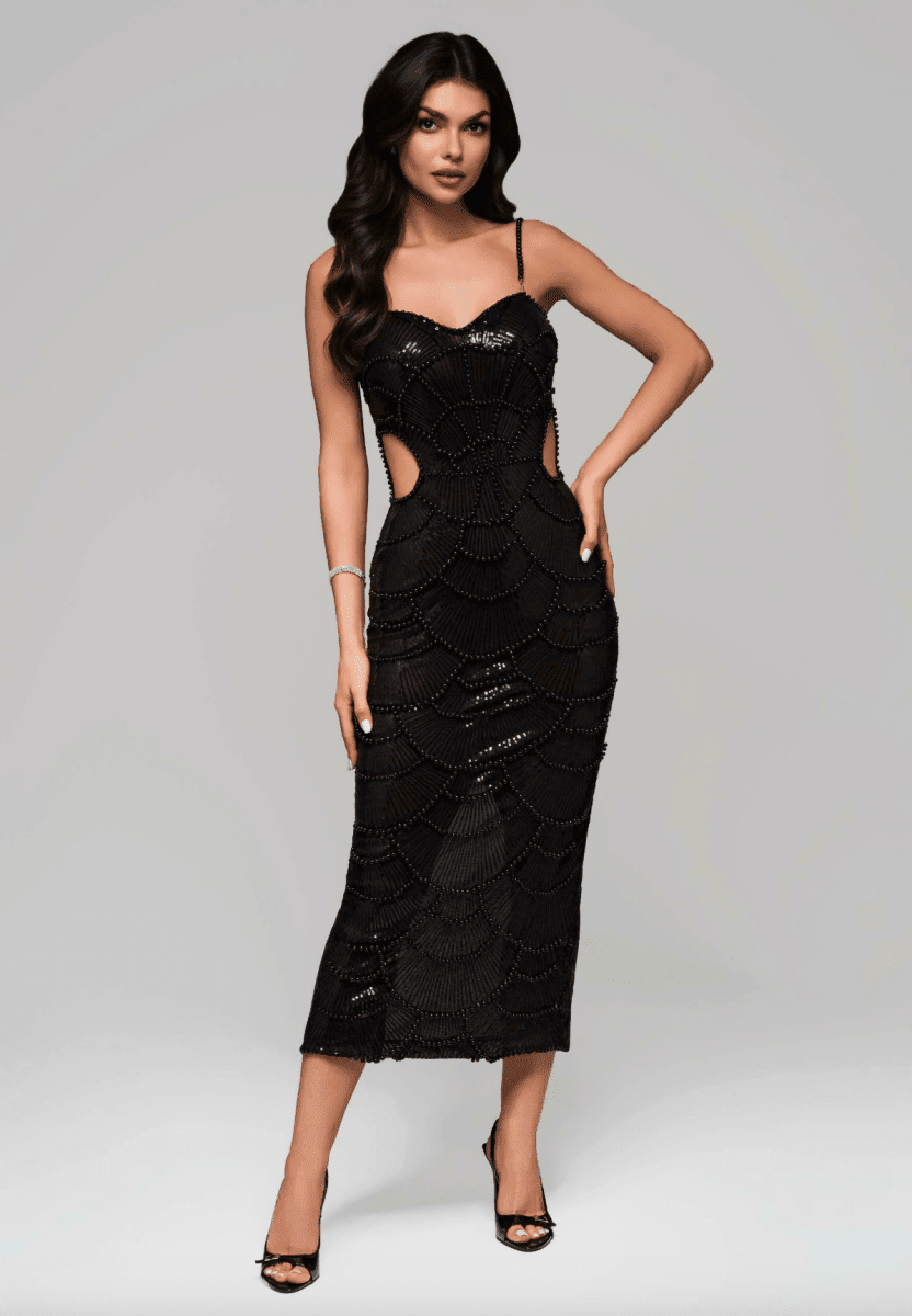 The Coquille Beaded Midi Dress