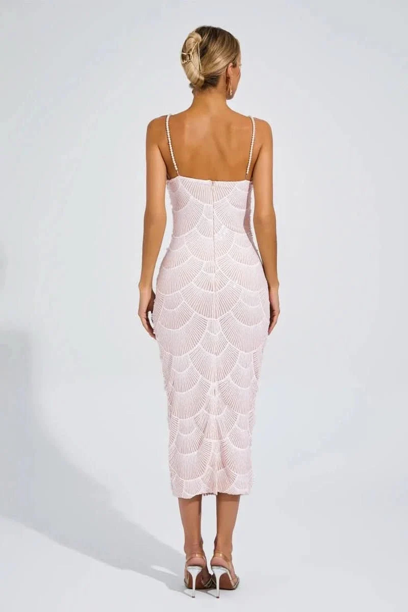The Coquille Beaded Midi Dress