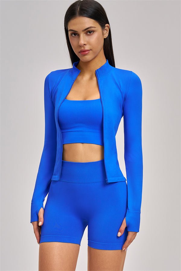 The Celeste Set | Jacket · Sports Bra · Shorts