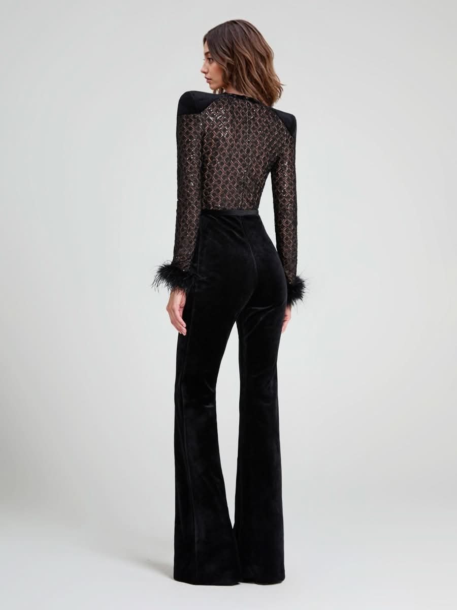 The Plumette Lace Flare Jumpsuit